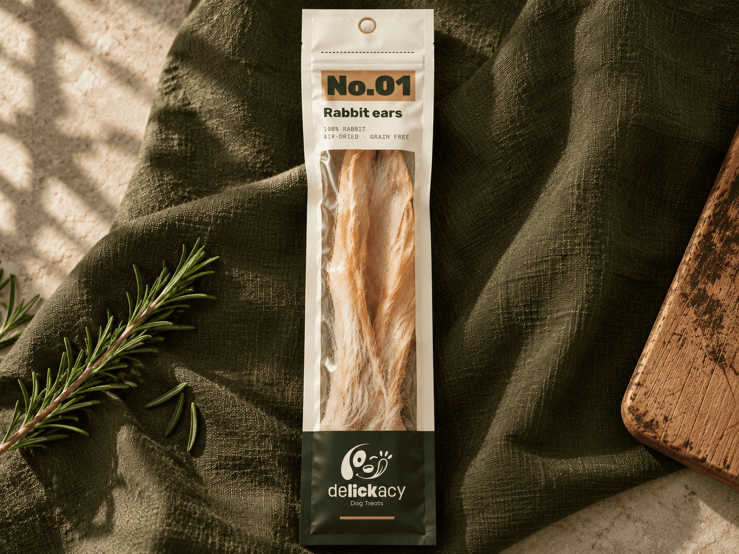 A single air-dried rabbit ear treat